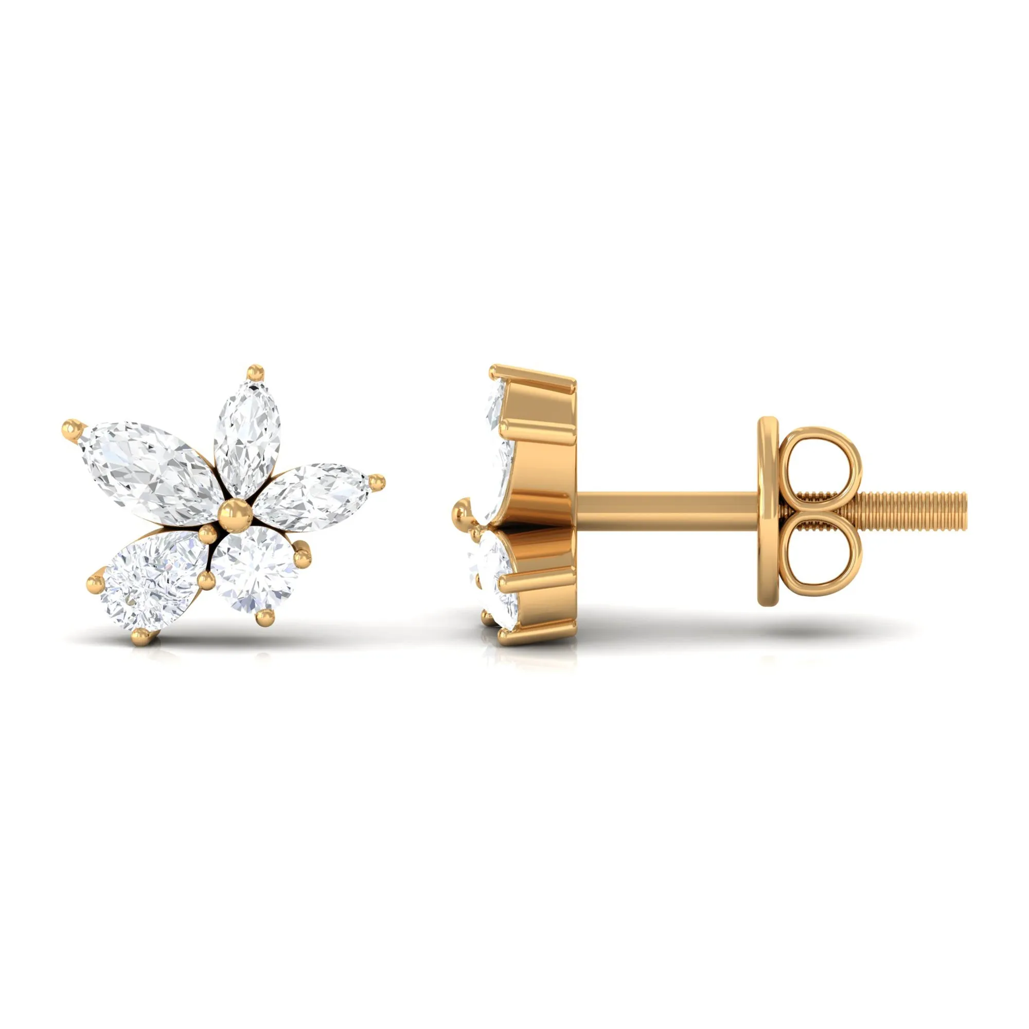 Classic Natural Diamond Cluster Stud Earrings