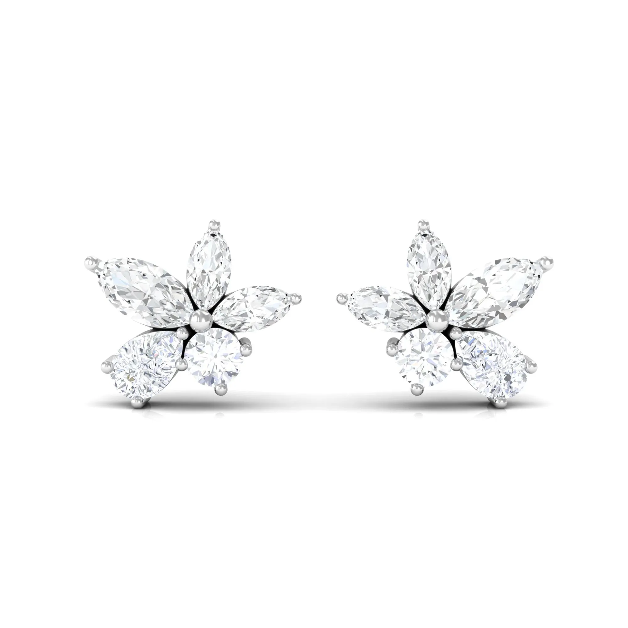 Classic Natural Diamond Cluster Stud Earrings