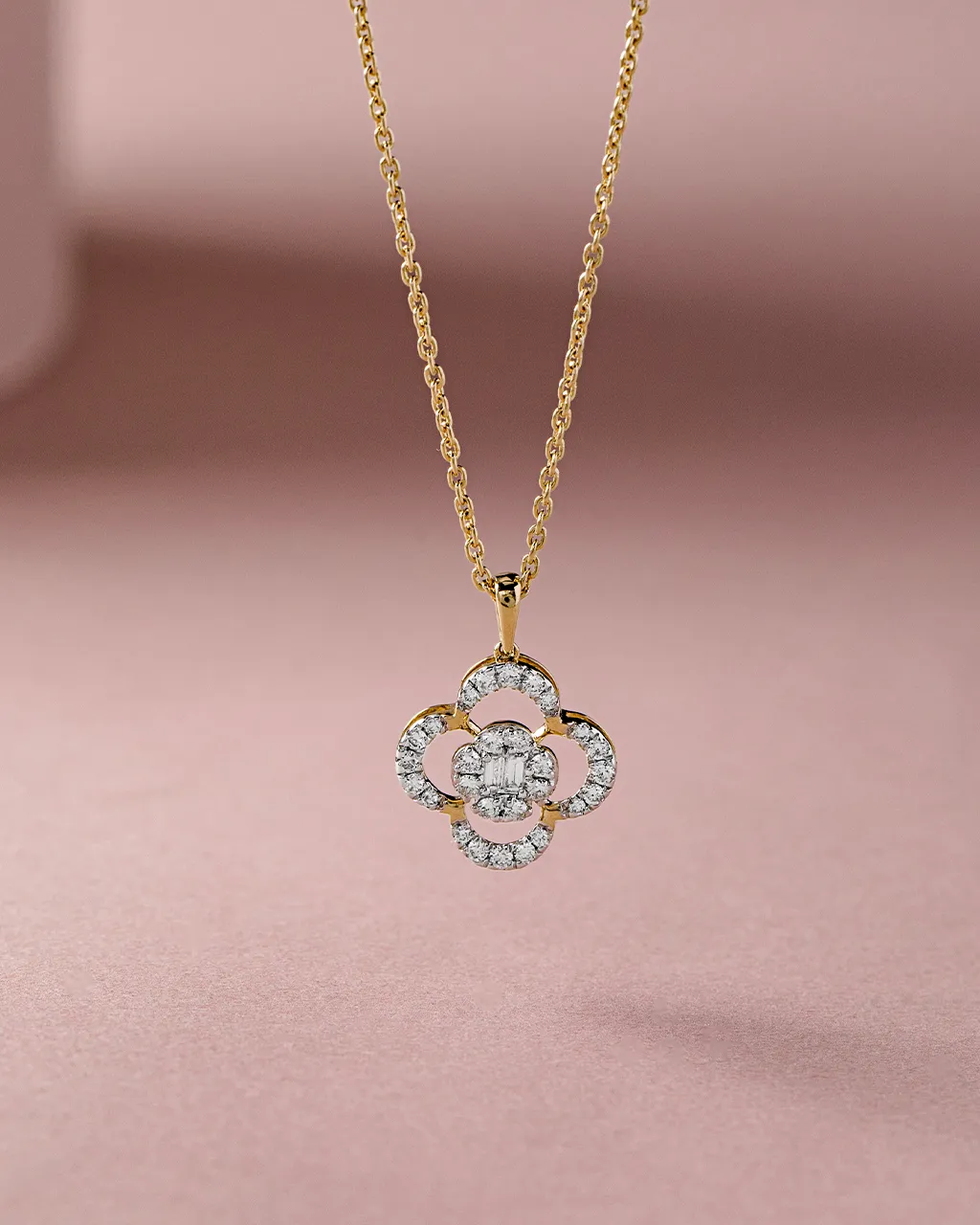 Clover Halo Diamond Necklace