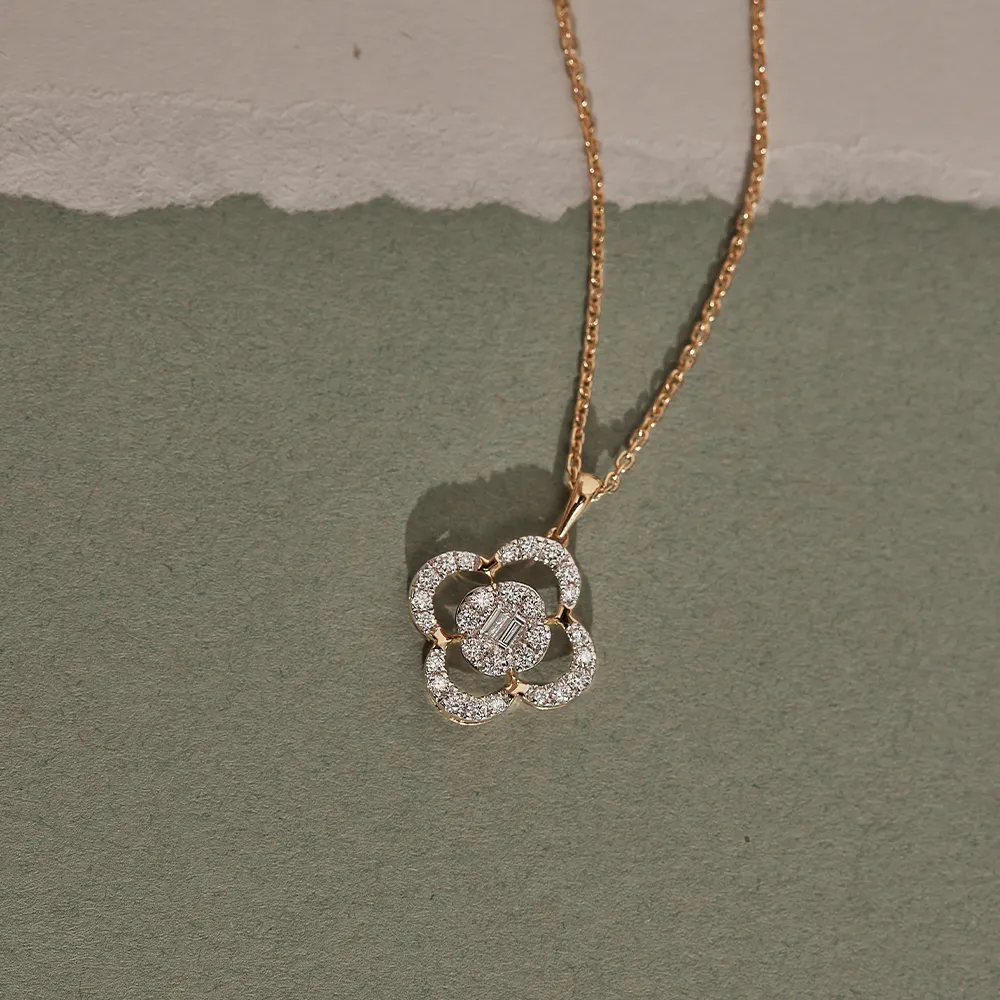 Clover Halo Diamond Necklace