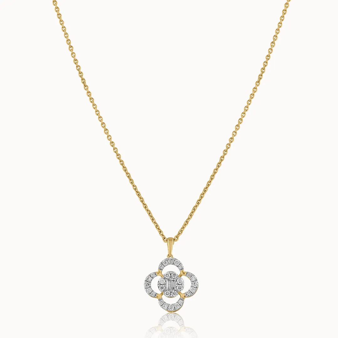 Clover Halo Diamond Necklace