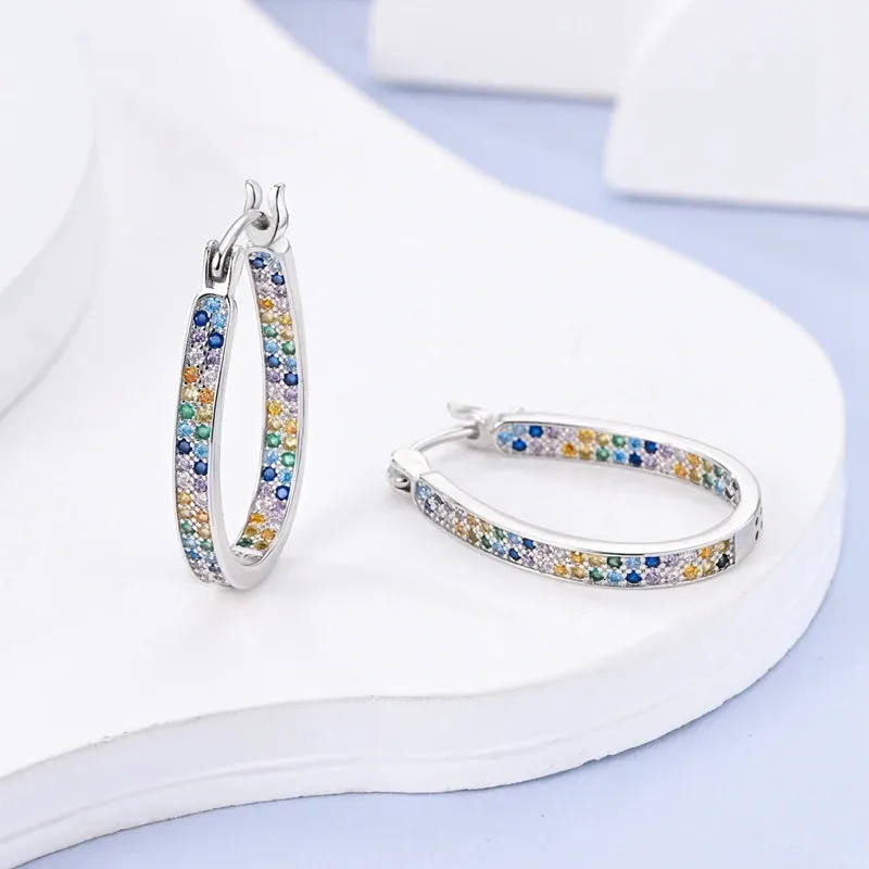 Colorful S925 Sterling Silver Irregular Geometric Earrings Versatile Earrings for Ladies Charm Earrings Birthday Gift