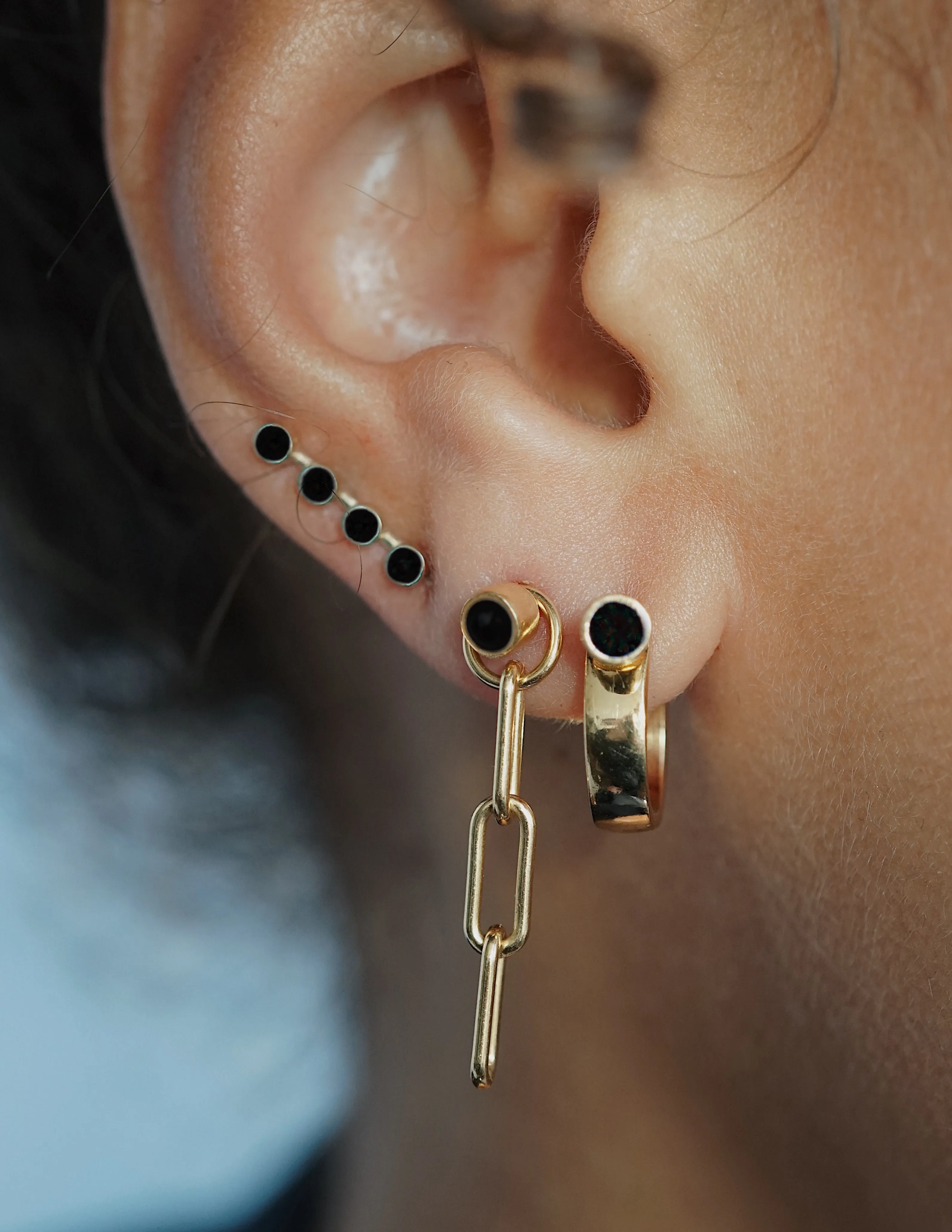 Connect Onyx Earring <br>Gold Vermeil