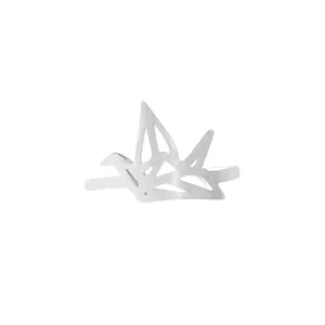 Crane Origami Ring, Silver