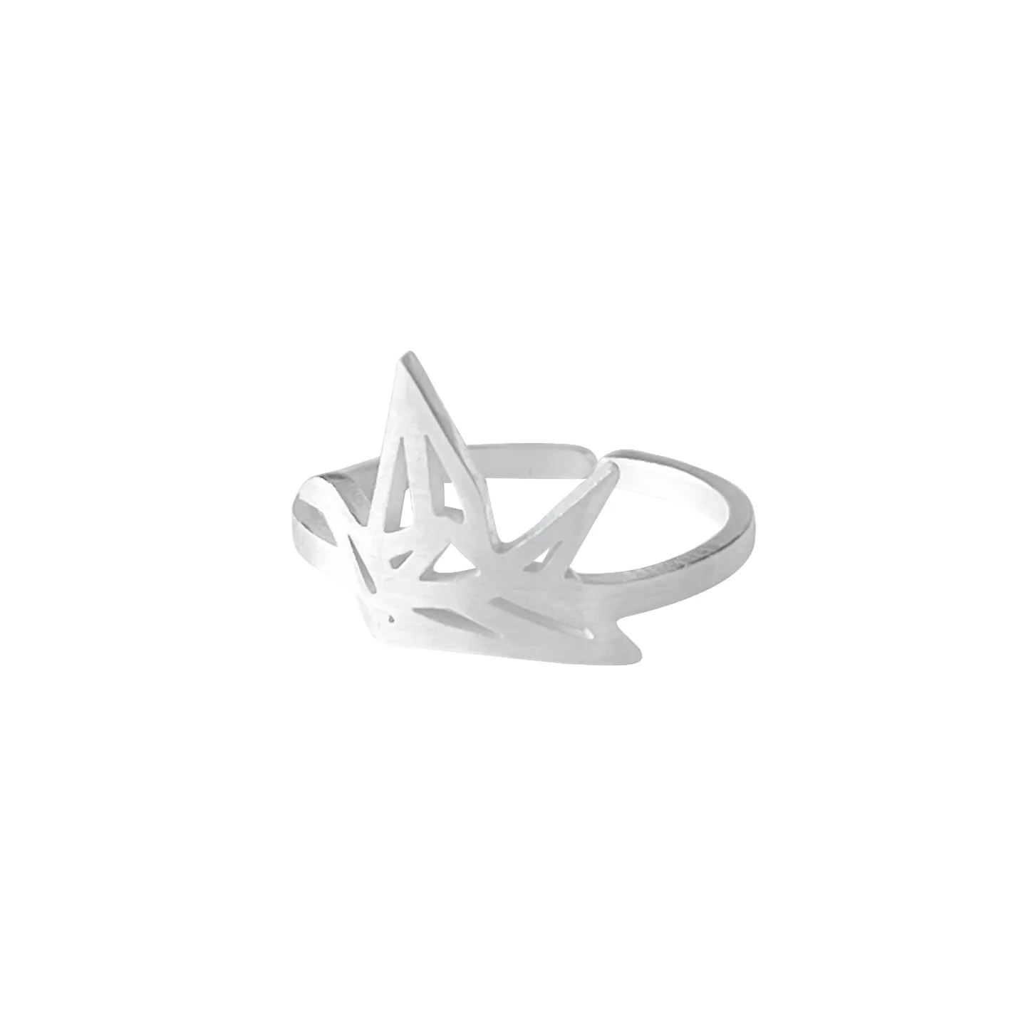 Crane Origami Ring, Silver