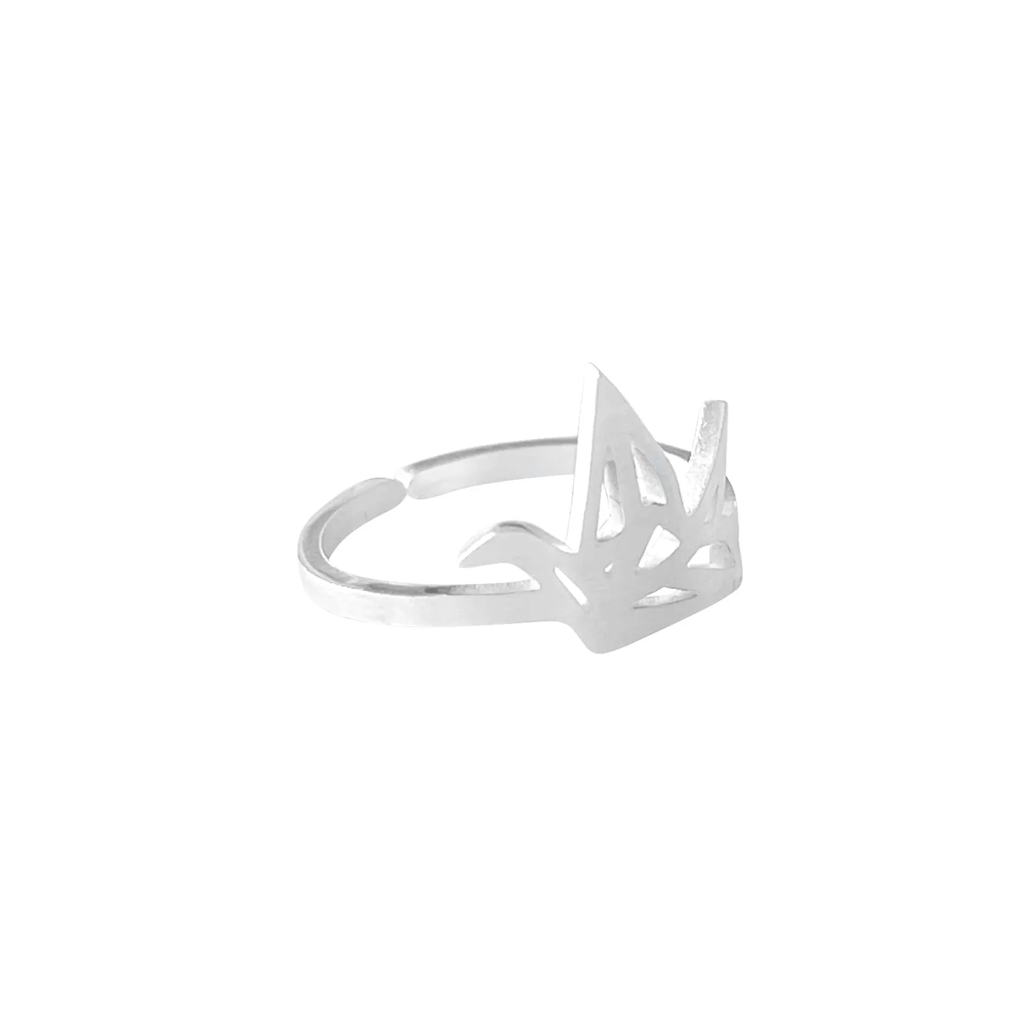 Crane Origami Ring, Silver