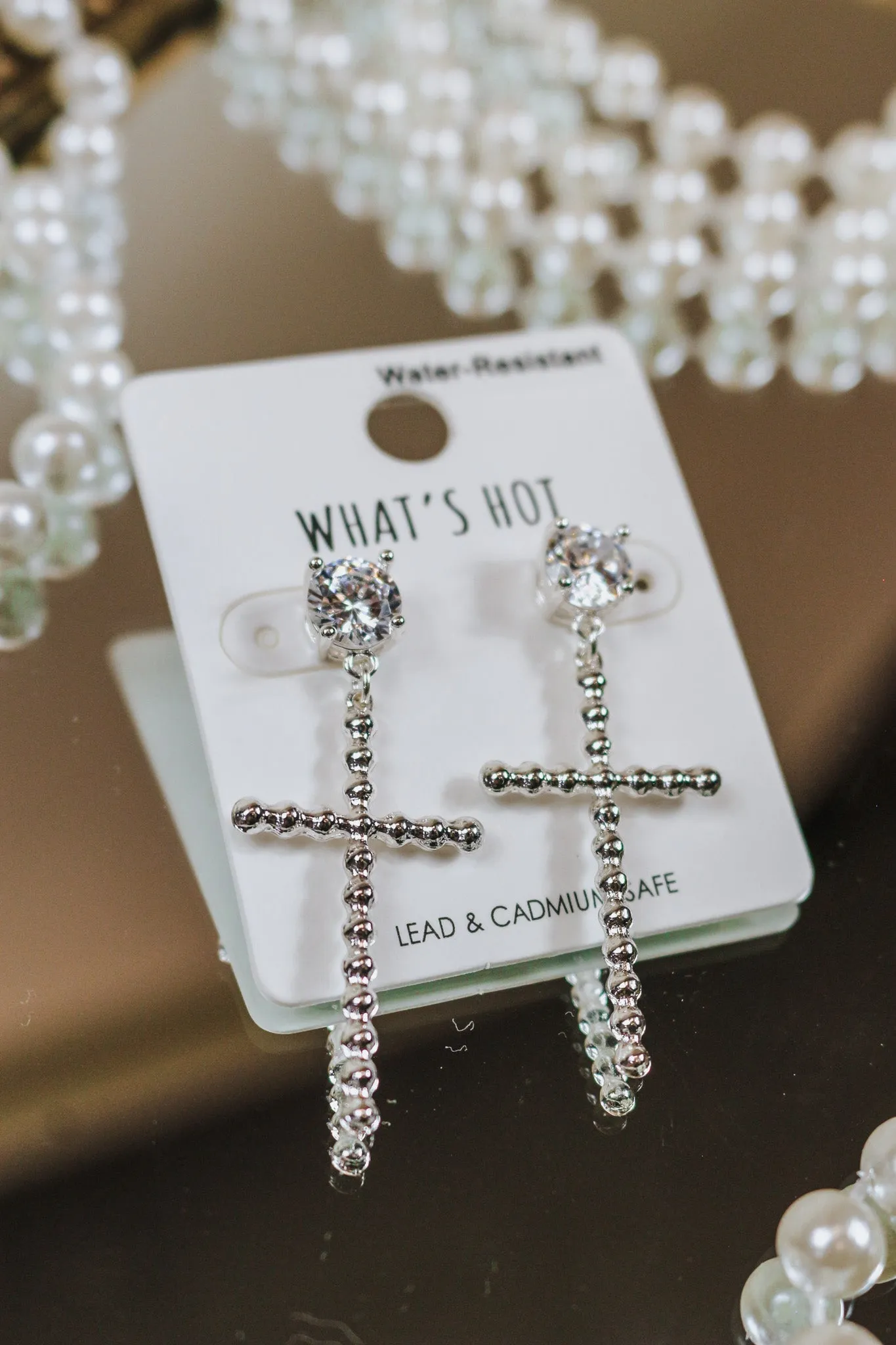 Crystal Stud Cross Earrings -2 Colors