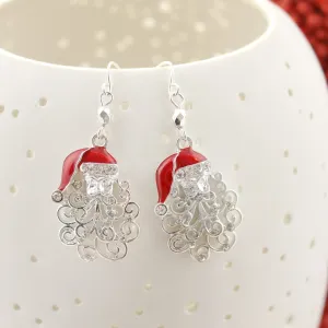 Curly Beard Santa Christmas Earrings