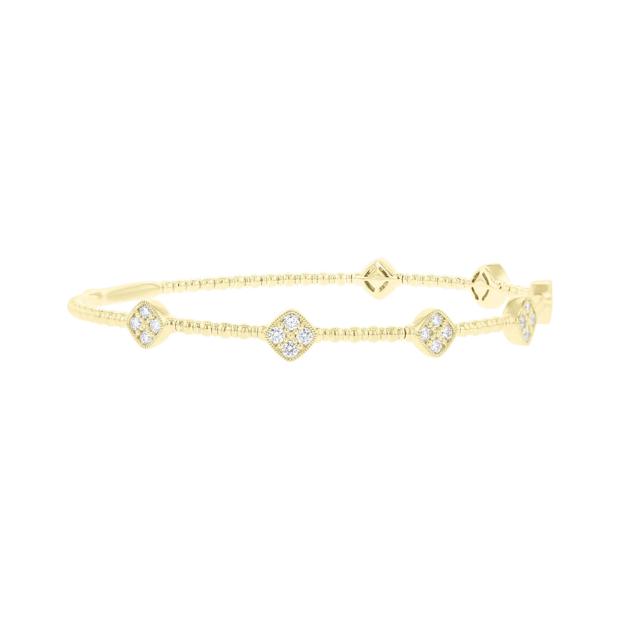 Cushion Cluster Diamond Bangle Bracelet