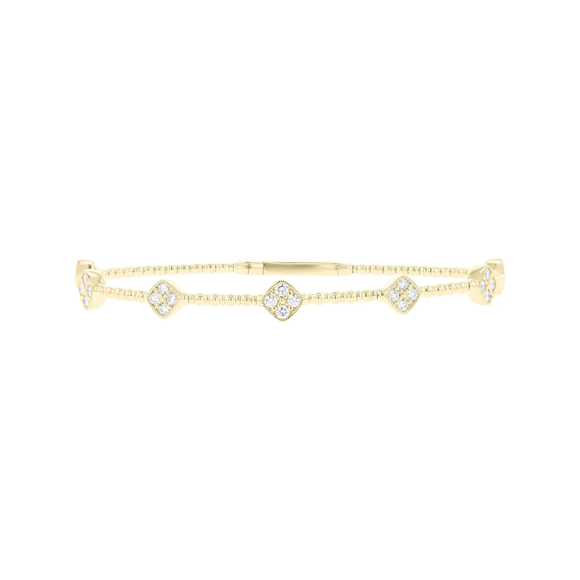 Cushion Cluster Diamond Bangle Bracelet