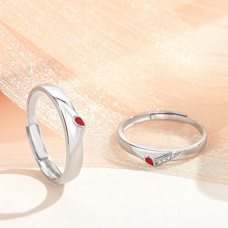 Custom Engraved Romantic Promise Rings Set for Couples