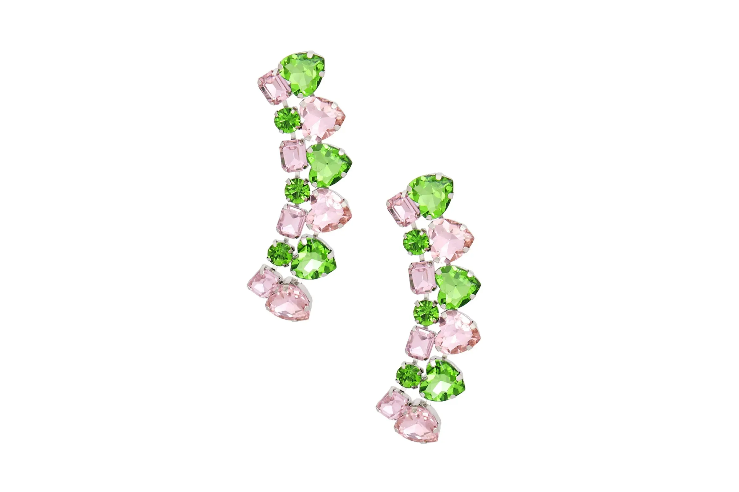 Dangle Pink Green Heart Crystal Earrings for Women