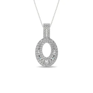 Diamond 5/8 Ct.Tw. Round and Baguette Fashion Pendant in 14K White Gold