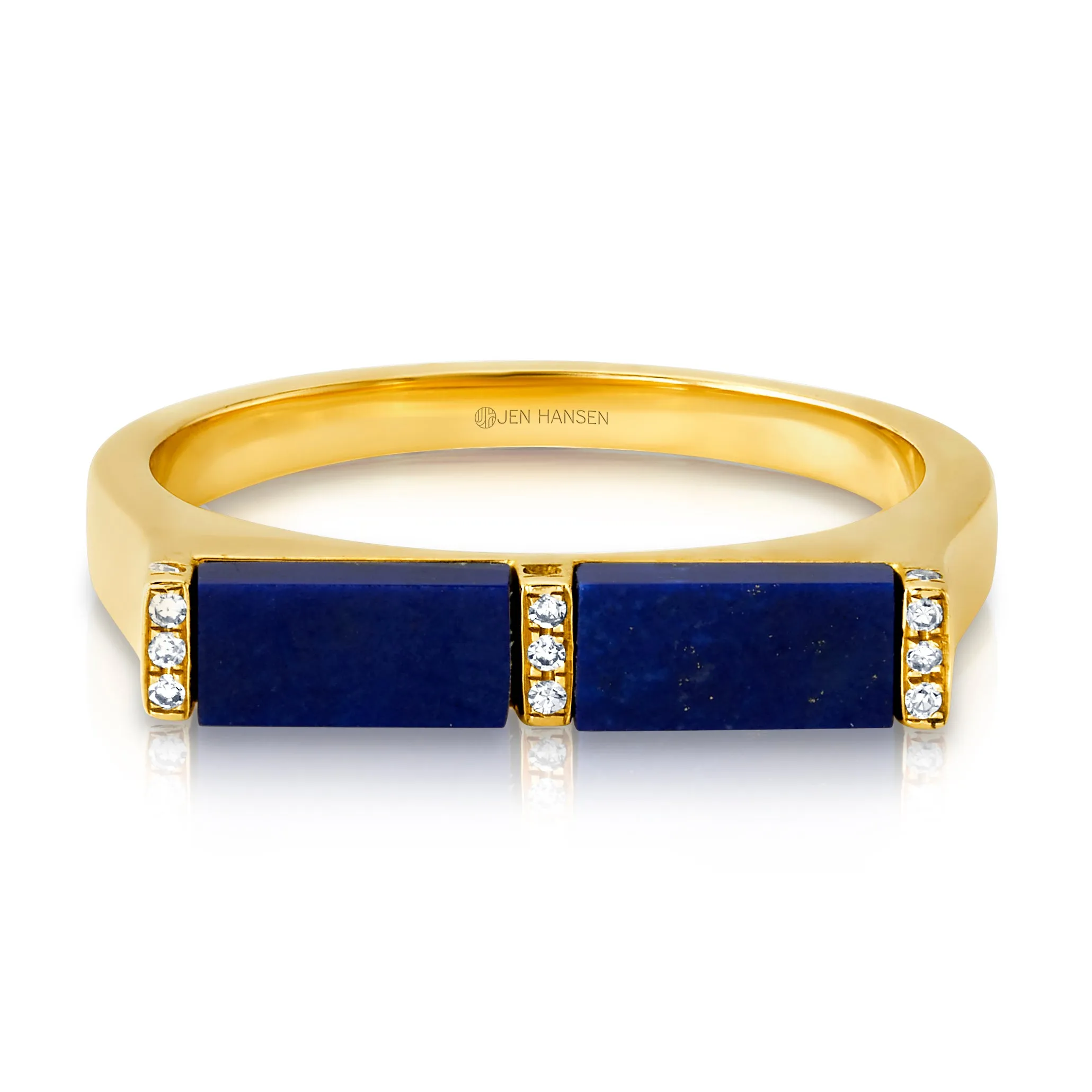 DIAMOND LAPIS RING, 14KT GOLD