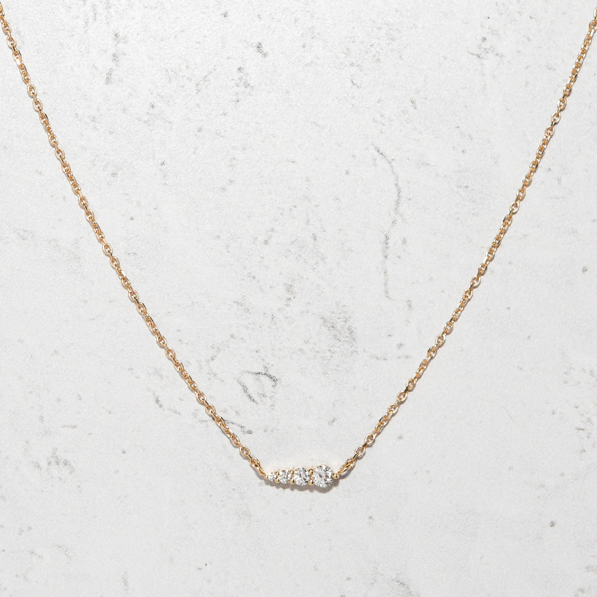 Diamond Layering Necklace - Graduated Diamonds in 14k Yellow Gold