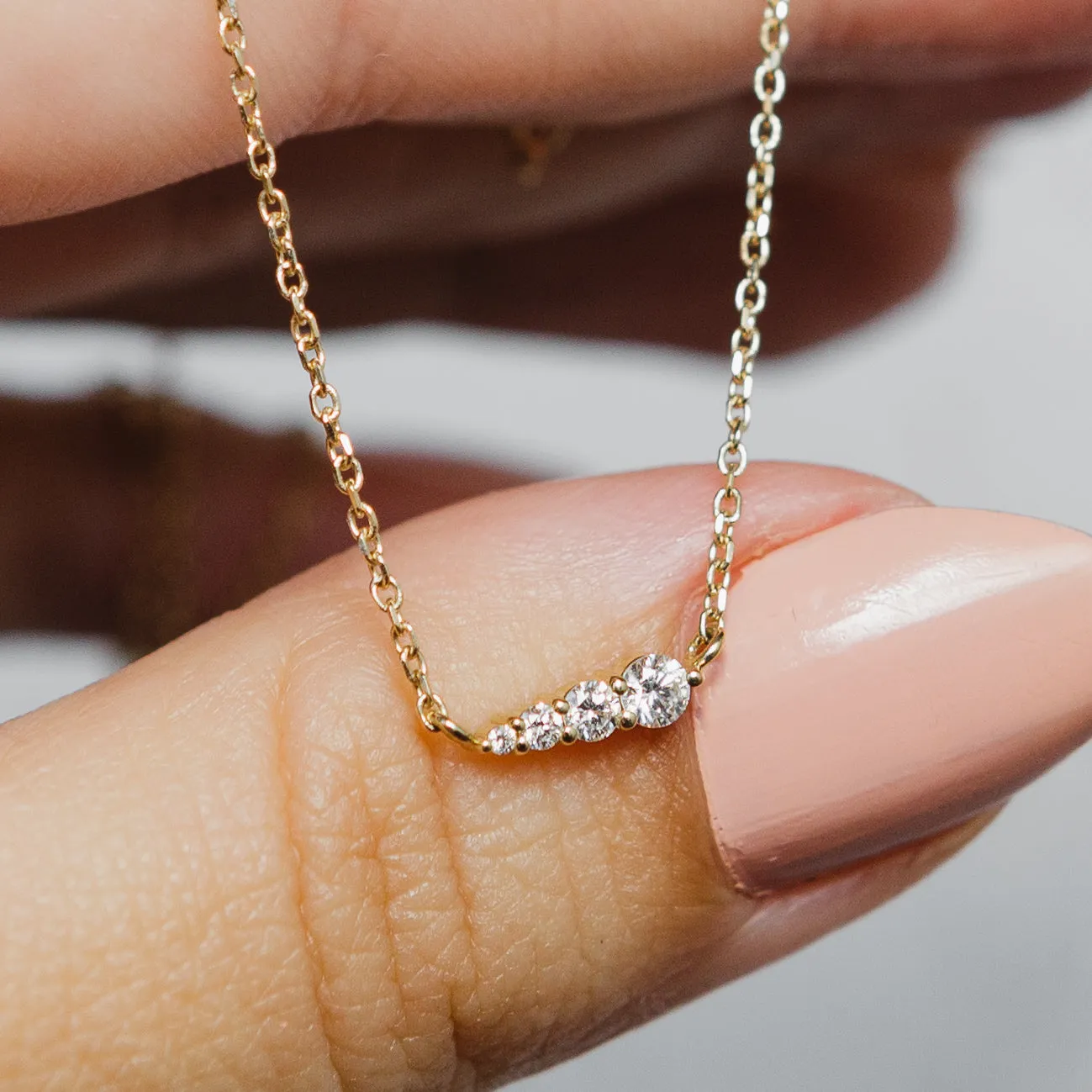 Diamond Layering Necklace - Graduated Diamonds in 14k Yellow Gold