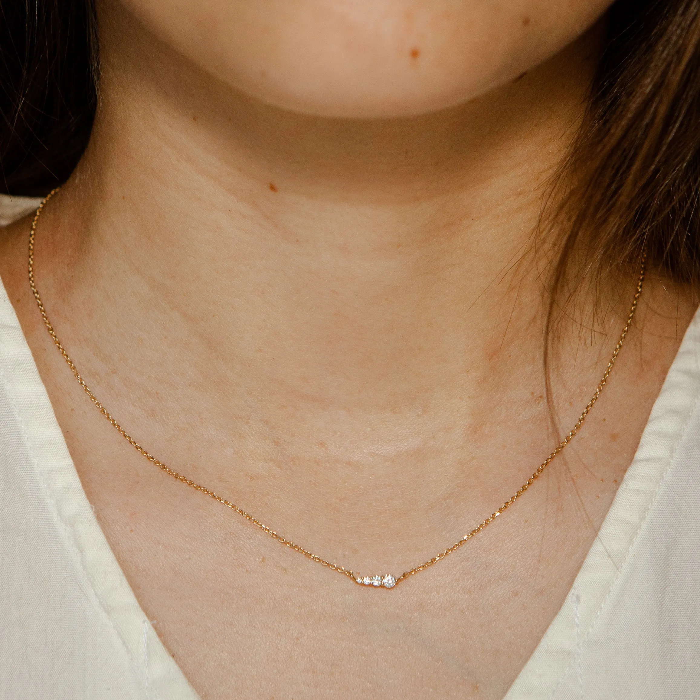 Diamond Layering Necklace - Graduated Diamonds in 14k Yellow Gold