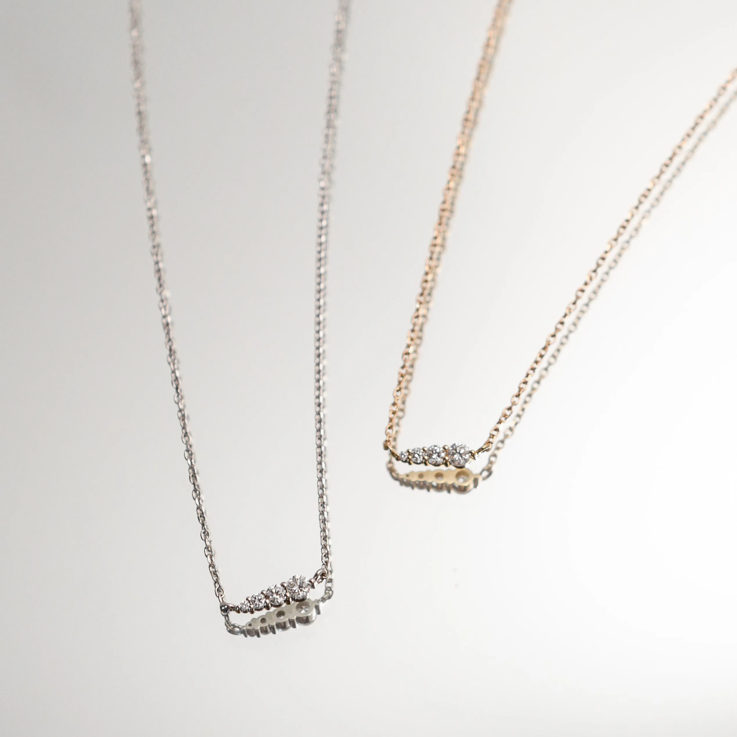 Diamond Layering Necklace - Graduated Diamonds in 14k Yellow Gold