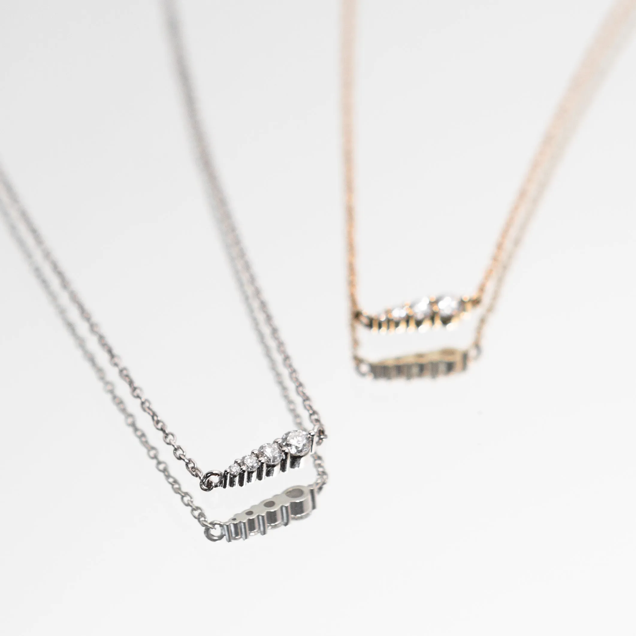 Diamond Layering Necklace - Graduated Diamonds in 14k Yellow Gold