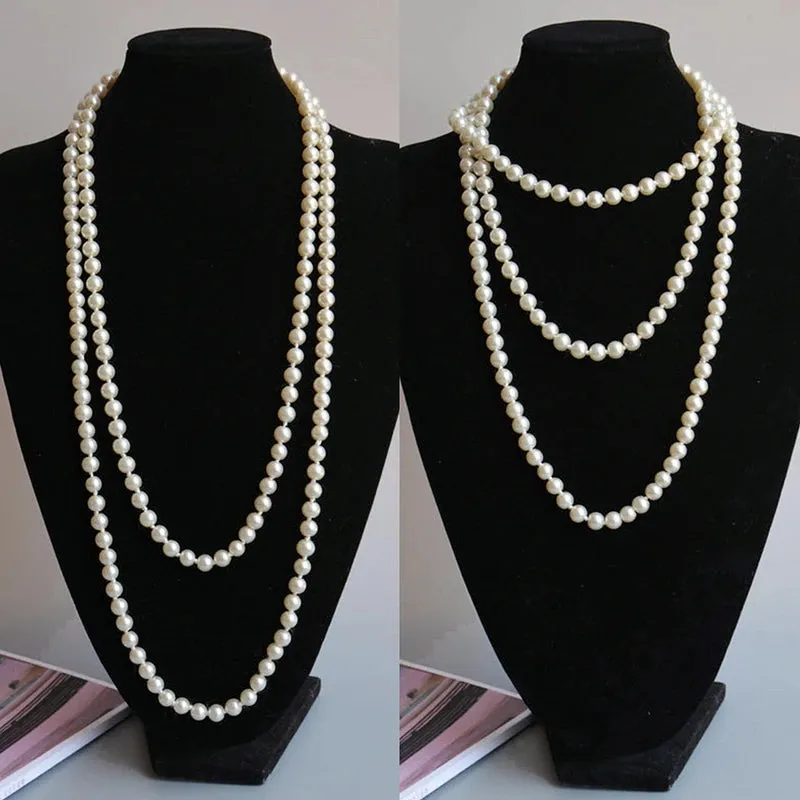 Elegant Pearl Sweater Necklace