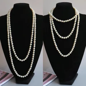 Elegant Pearl Sweater Necklace