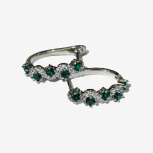 EMERALD AND CRYSTALS HOOP EARRINGS