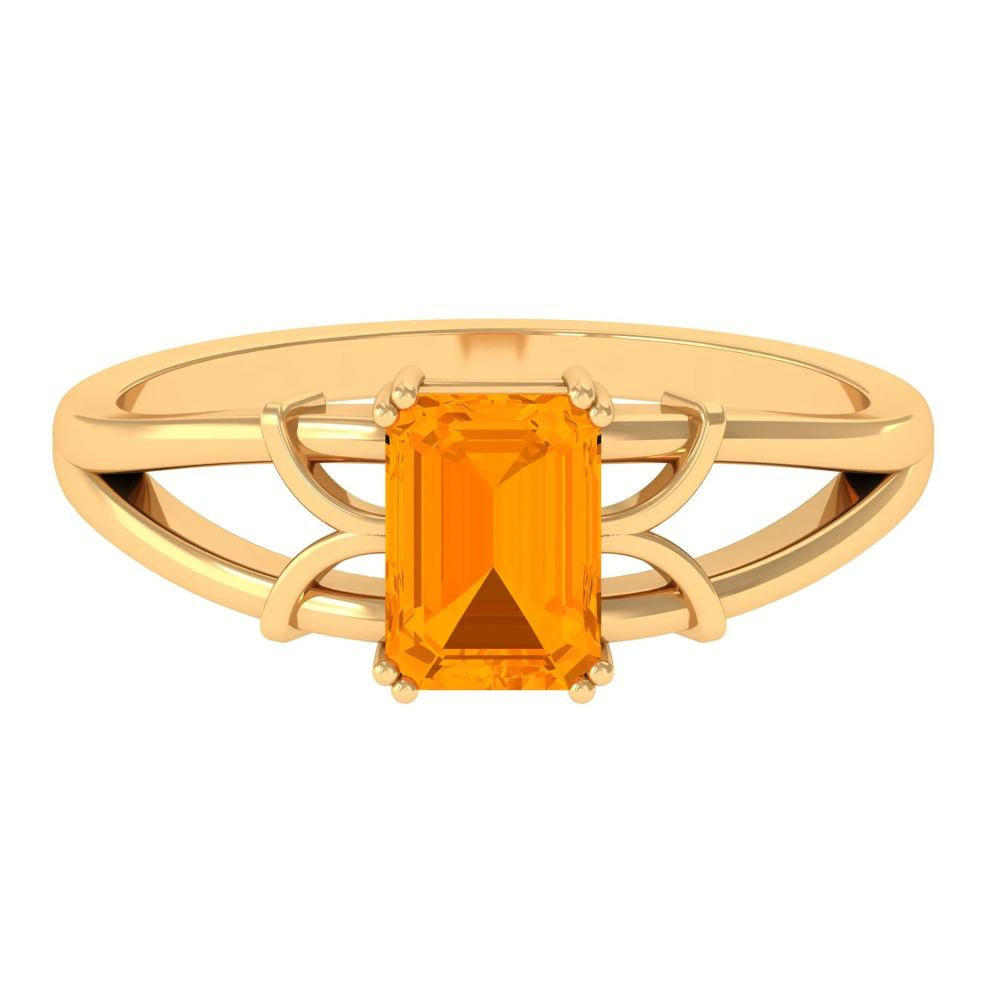 Emerald Cut Fire Opal Solitaire Engagement Ring