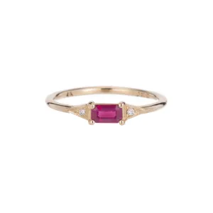 Emerald Cut Ruby Deco Ring