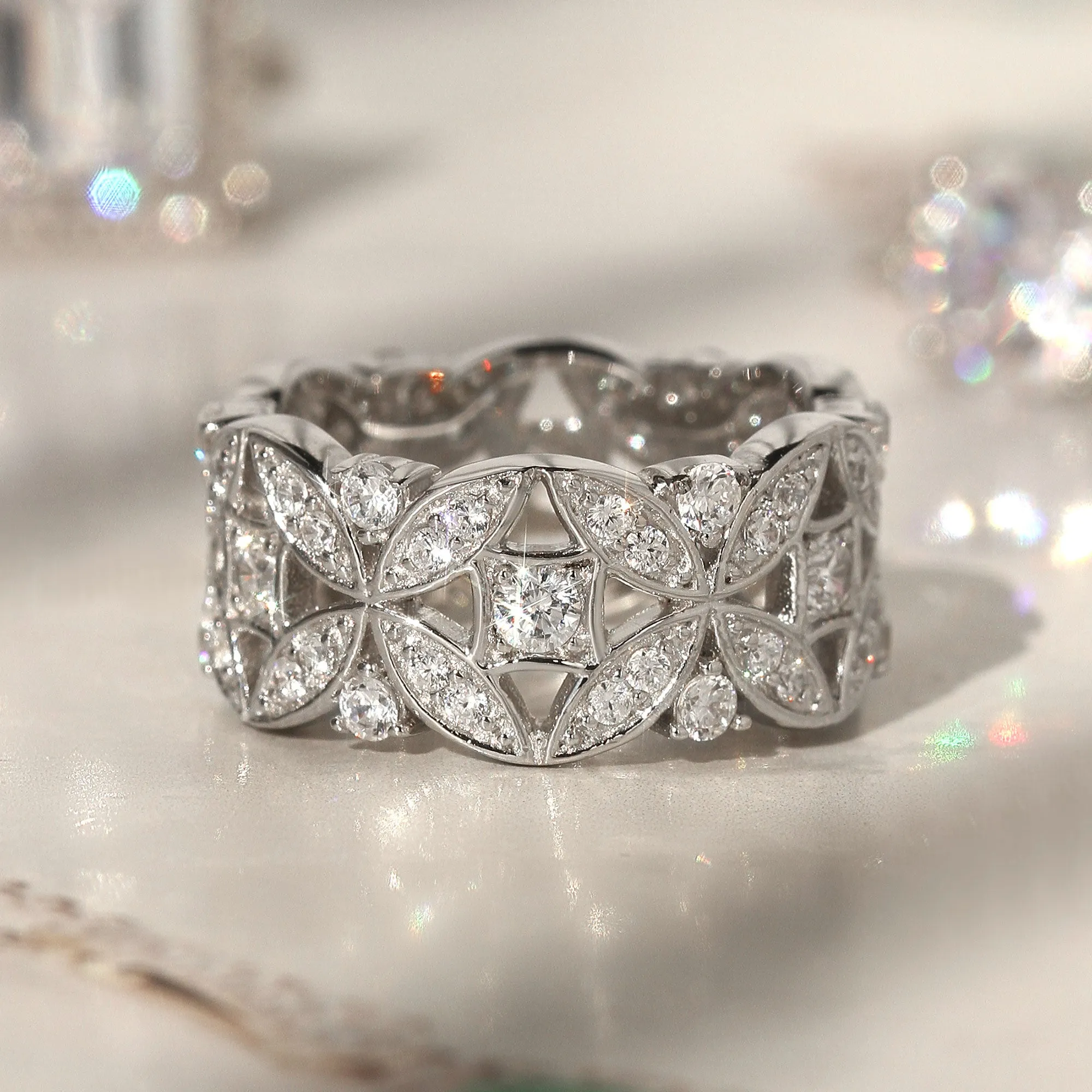 Eternal Blossom Art Deco Band Ring