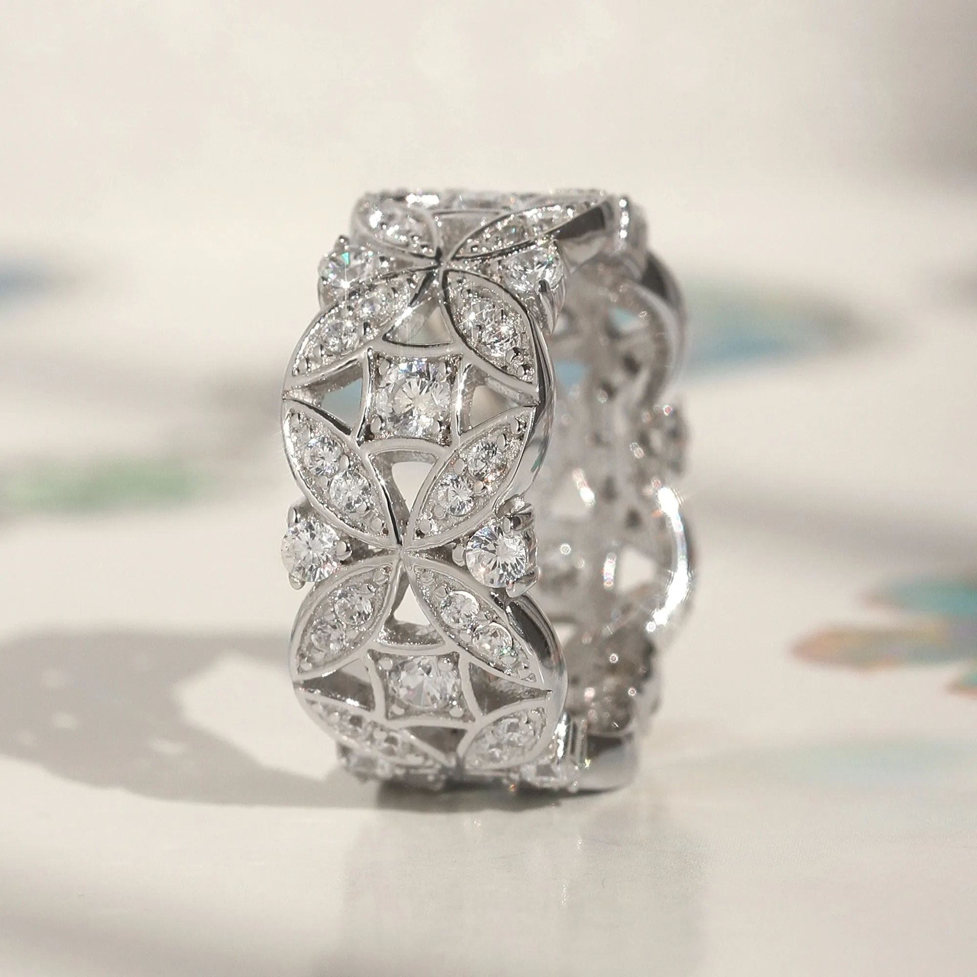 Eternal Blossom Art Deco Band Ring