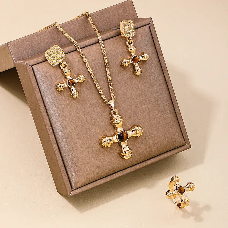 European and American Retro Cross Jewelry Set with Versatile Creativity