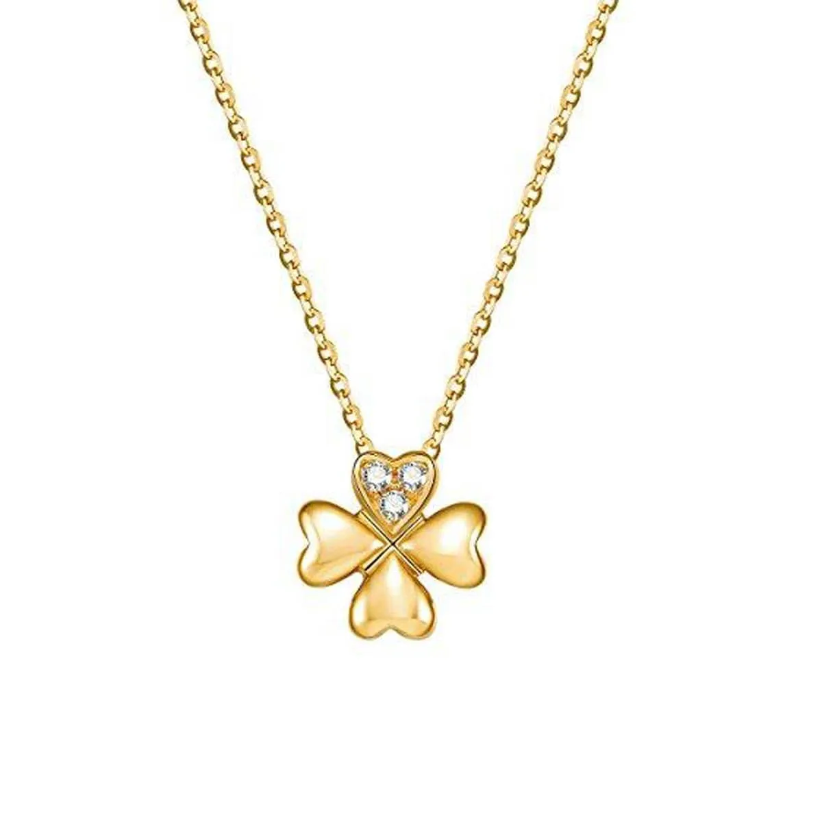 FANCIME "Lucky Clover" Floral 18K Yellow Gold Necklace