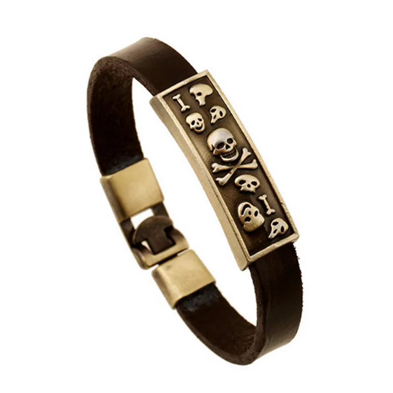 Fashion Charm Stainless Steel Leather Bracelet For Men Popular Bracelets & Bangles retro leather bracelet