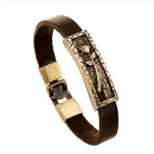 Fashion Charm Stainless Steel Leather Bracelet For Men Popular Bracelets & Bangles retro leather bracelet