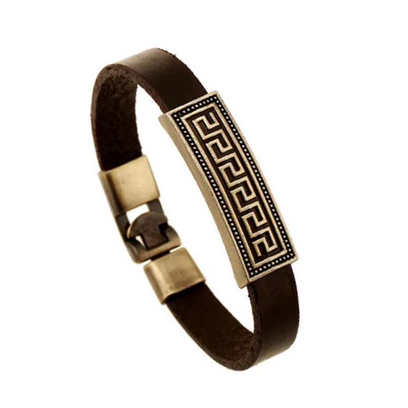 Fashion Charm Stainless Steel Leather Bracelet For Men Popular Bracelets & Bangles retro leather bracelet