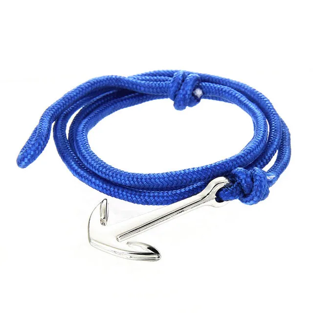 Fashion Jewelry Multilayer Risers Silver Alloy Anchor Bracelet Men Leather Bracelet for Women&Men friendship bracelets