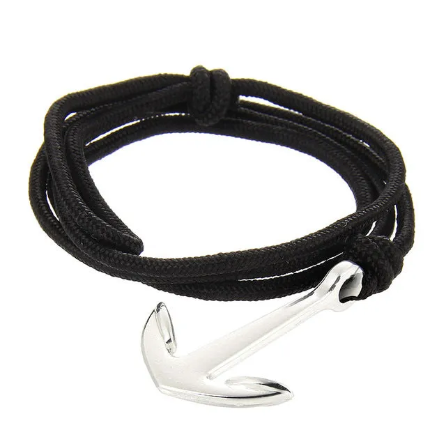 Fashion Jewelry Multilayer Risers Silver Alloy Anchor Bracelet Men Leather Bracelet for Women&Men friendship bracelets