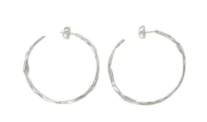 FOLD Stationary Hoop Earrings in Matted Sterling Silver