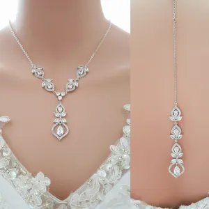 Front and Back Bridal Backdrop Necklace- Meghan