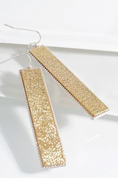 Gold Bar Dangle Hook Earrings