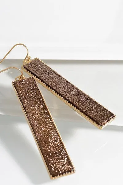 Gold Bar Dangle Hook Earrings