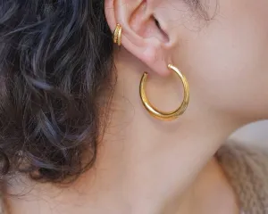 Gold Bold Narrow Hoop Earrings