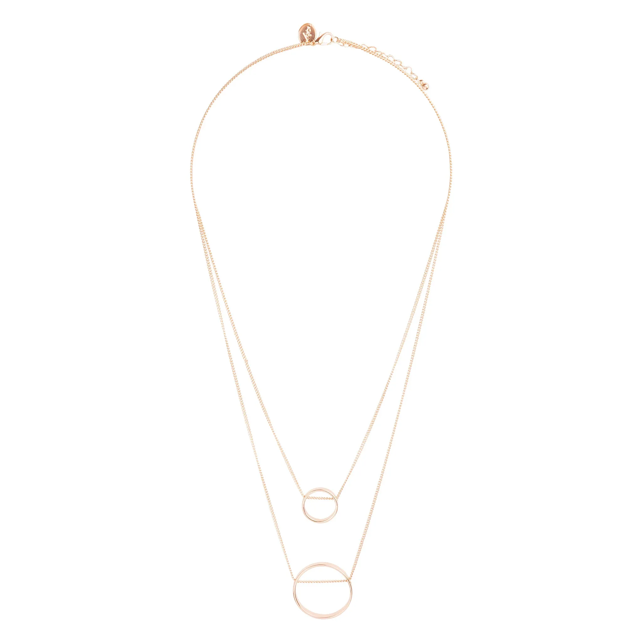 Gold Double Threaded Circle Necklace