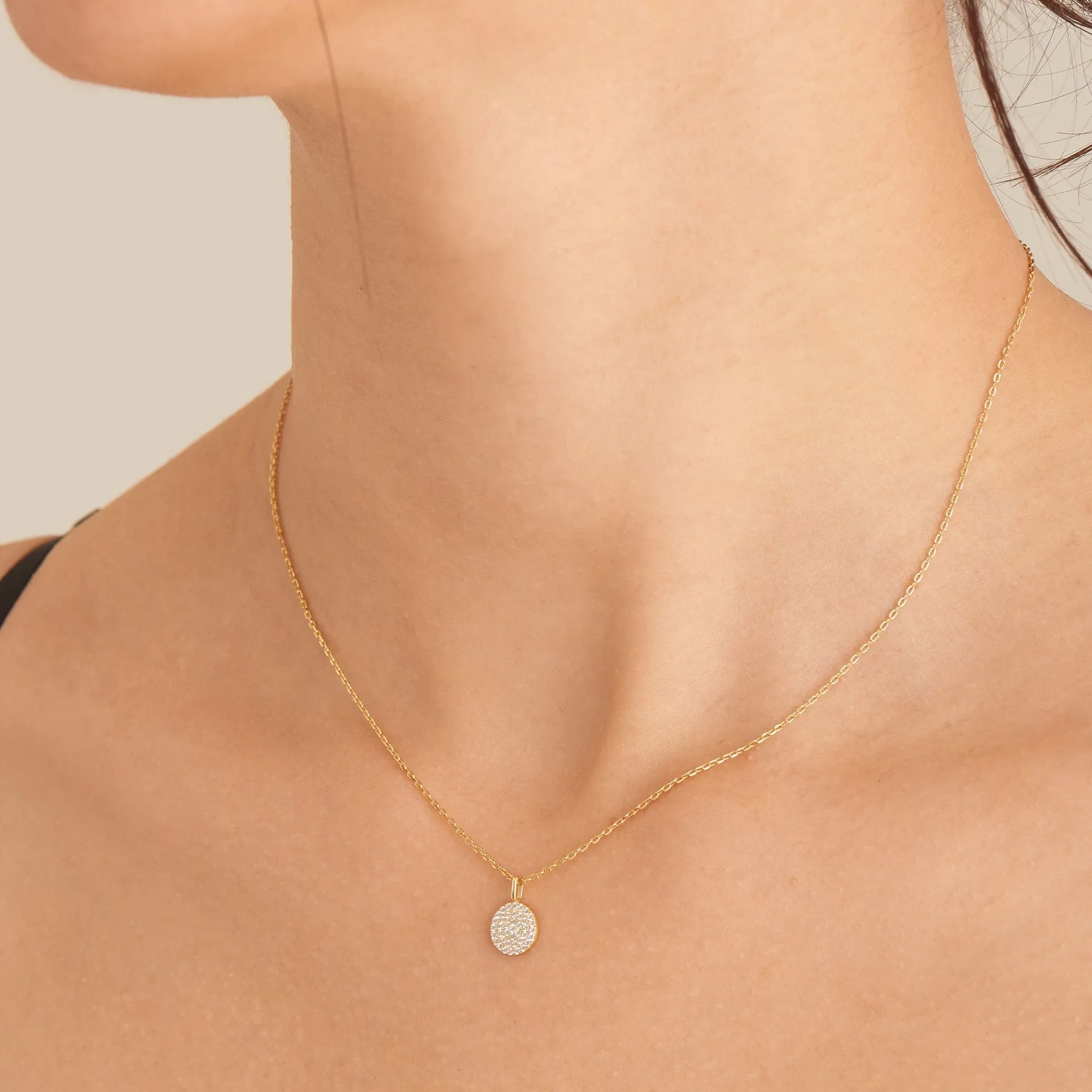 Gold Glam Disc Pendant Necklace