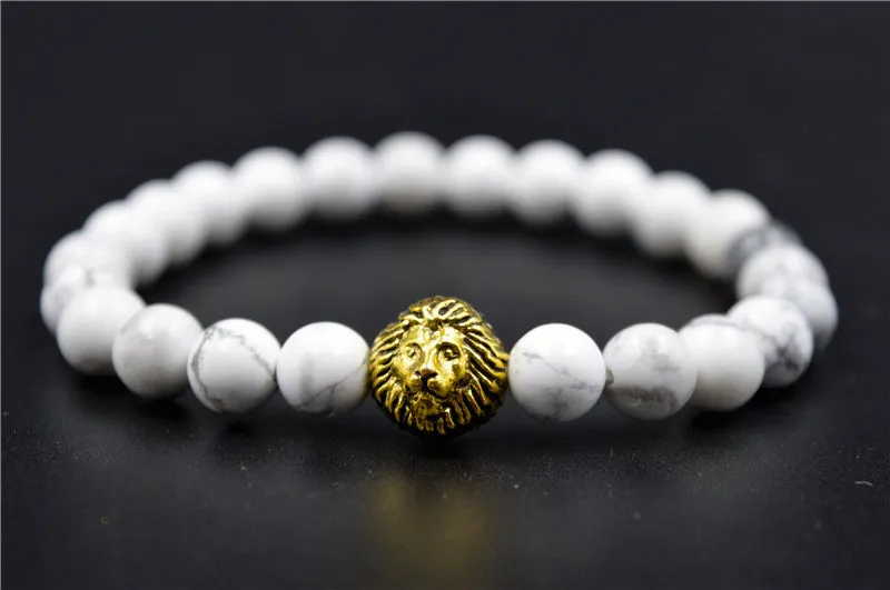 Gold Leo Lion Tiger Eye Beads Bracelets Bangles bijoux pulseras Rope Chain Natural Stone Volcanic Bracelets Women Men Jewelry