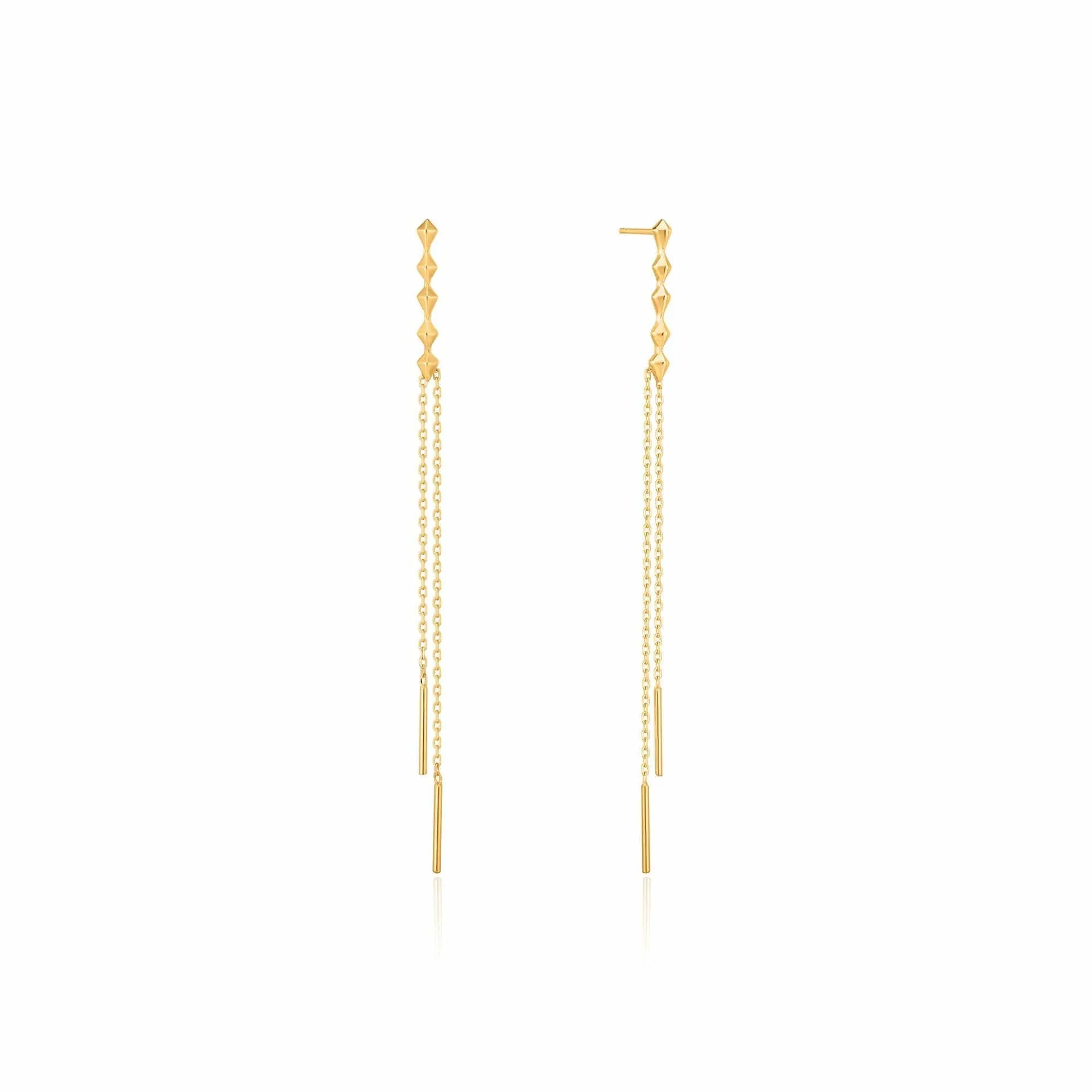 Gold Spike Double Drop Earrings