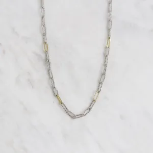 Golden Interval Paper Clip Chain - Sterling Silver & Brass - 18"