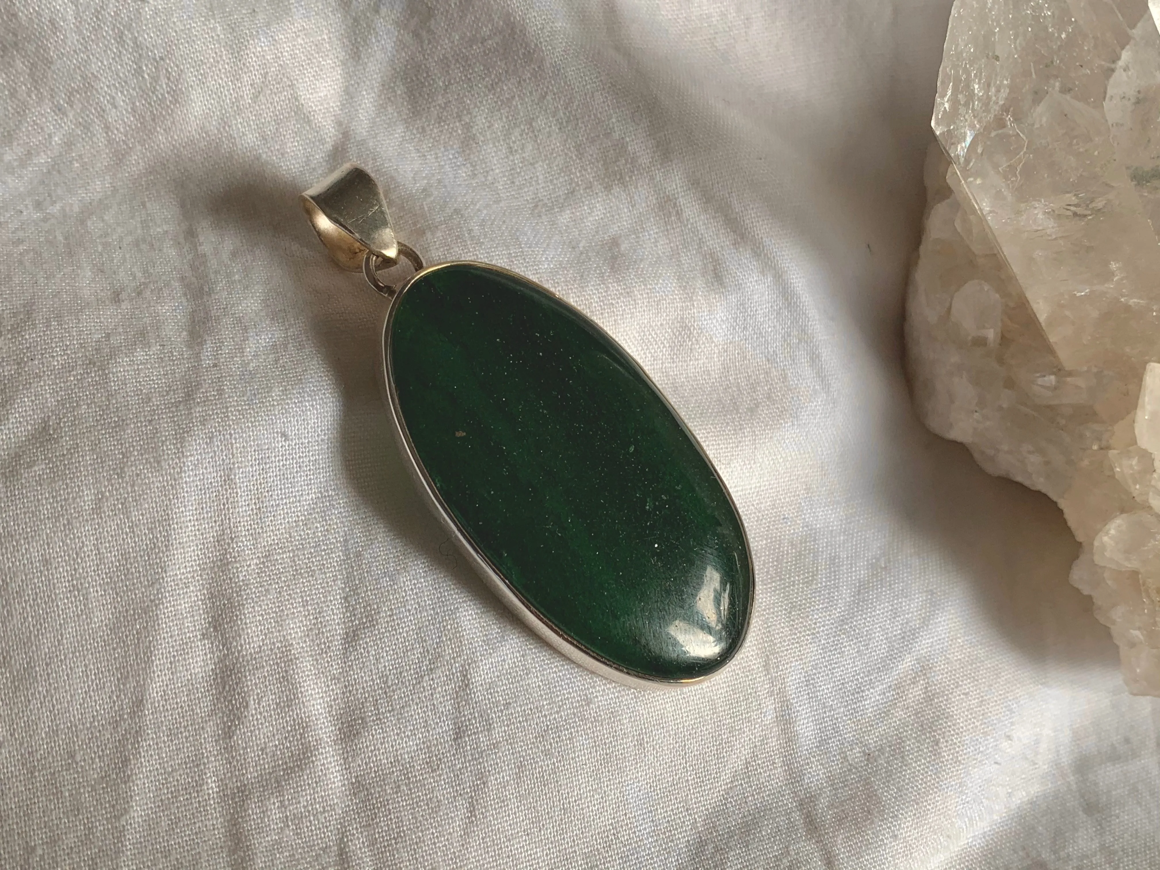 Green Aventurine Akoni Pendant - Long Oval