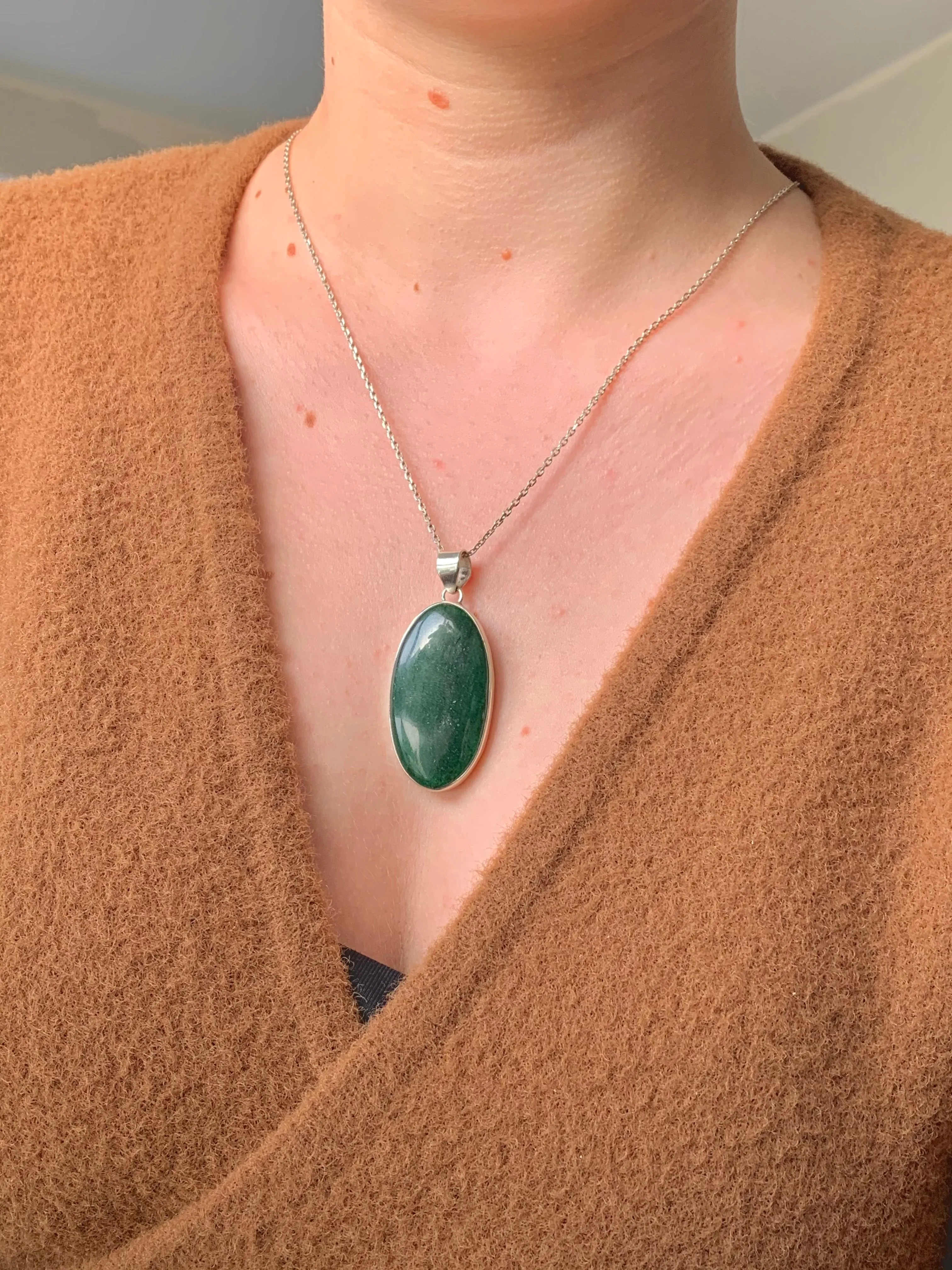 Green Aventurine Akoni Pendant - Long Oval