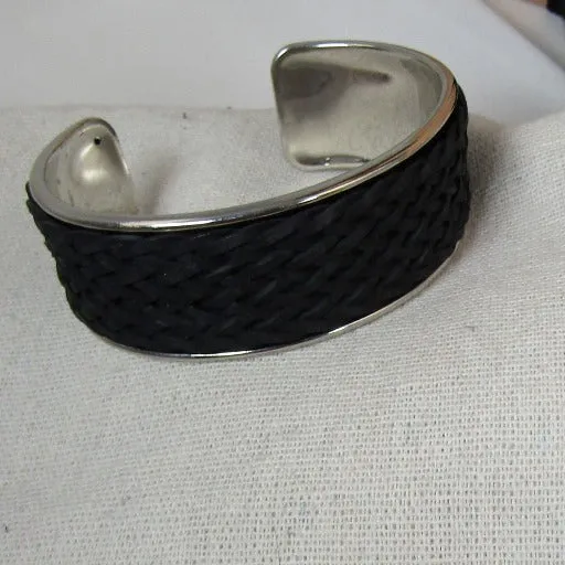 Gun Metal Cuff Bracelet Leather Insert